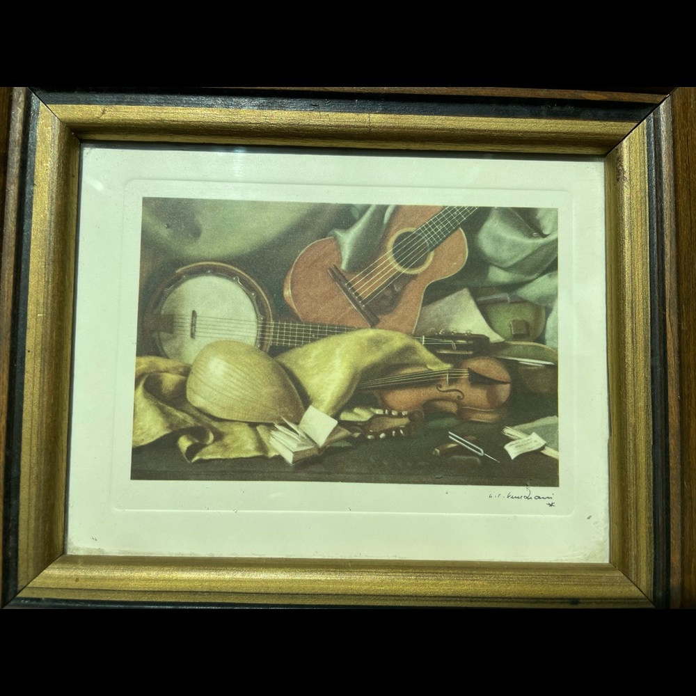 Vintage musical instruments print.